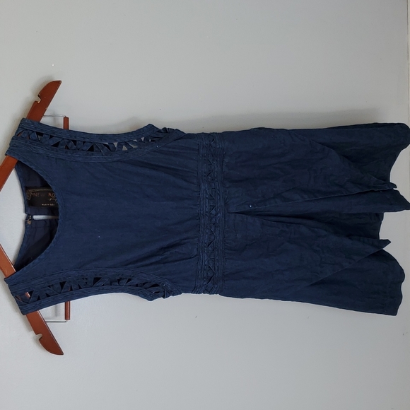 Free People New Romantics Denim Lattice Dress Size 0 - Picture 3 of 14